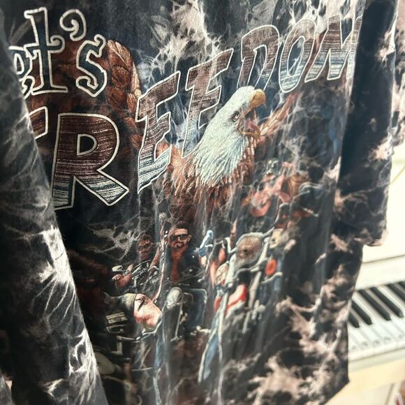 Vintage Rock Eagle Freedom Bikers Shirt Xl Black Tie Dye Biker Motto Graphic 90s - Picture 11 of 16